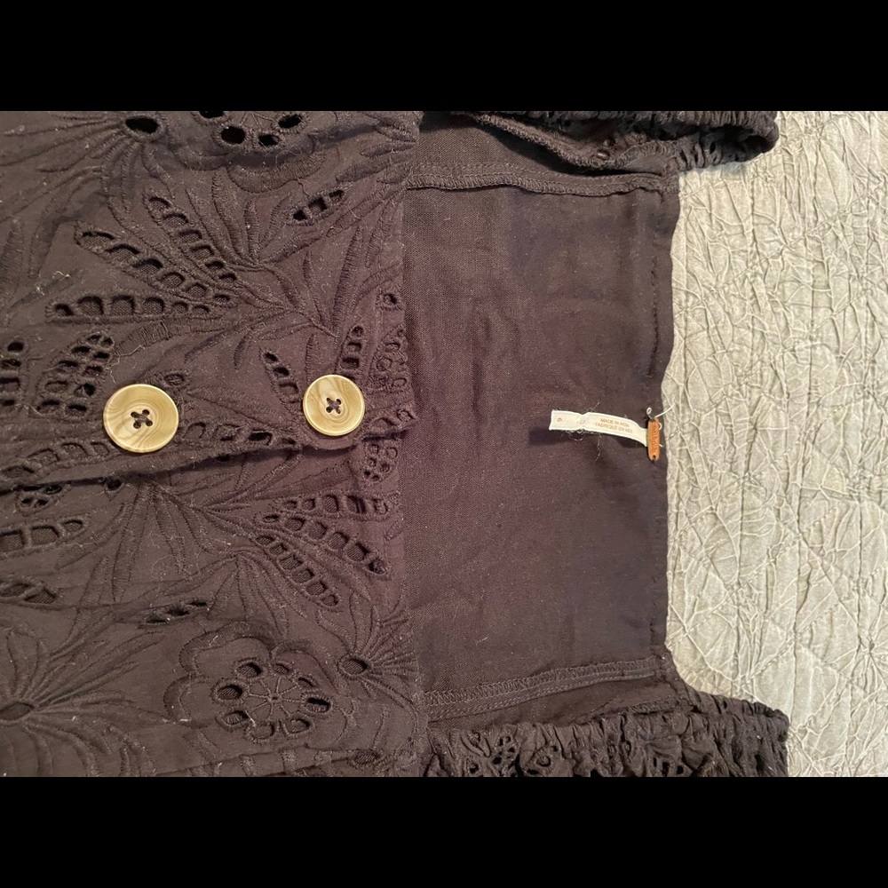 Free people cotton size 6 mini black dressy dress.